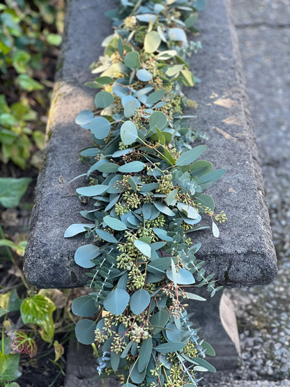 Fresh Spiral, Silver Dollar, and Seeded Eucalyptus Garland
