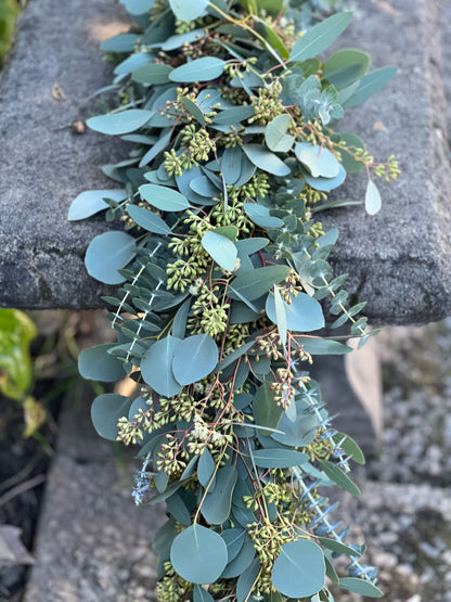 Fresh Spiral, Silver Dollar, and Seeded Eucalyptus Garland