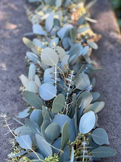 Fresh Spiral, Silver Dollar, and Seeded Eucalyptus Garland
