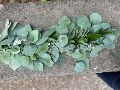 Fresh Ruscus, Spiral Eucalyptus, and Silver Dollar Eucalyptus Garland
