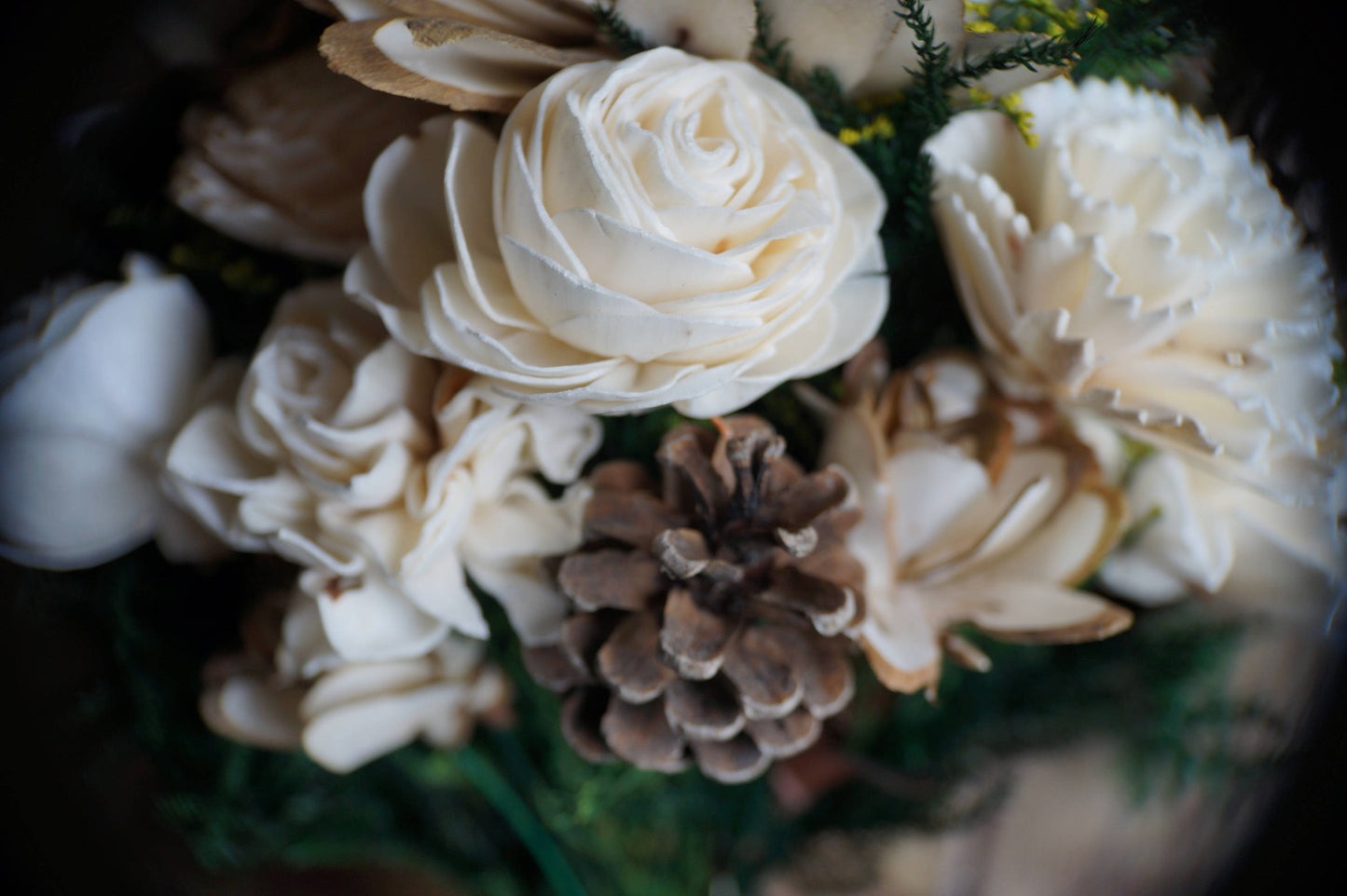 White and Green Sola Flower Bouquet, "Enchanted Forest" Wedding Bouquet, Bridal Bouquet, Keepsake Bouquet, Gift for her