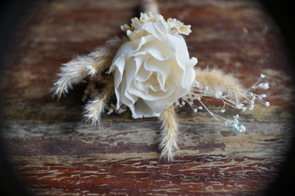 Prairie Romance Sola Flower Boutonniere// Wood Flower Boutonierre