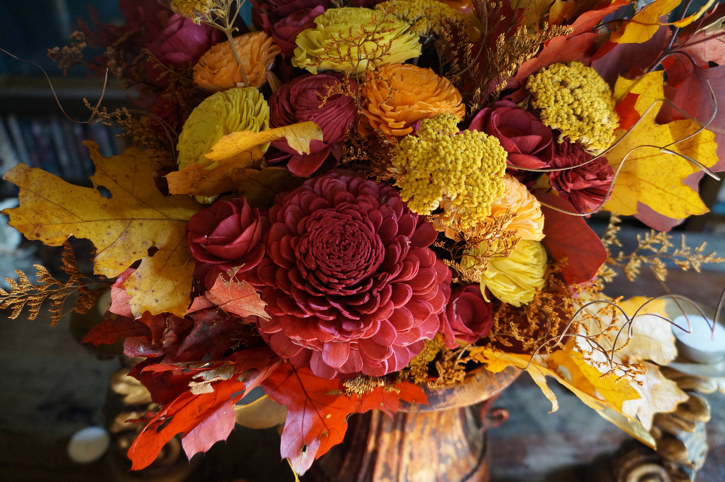 Harvest Gold Fall Wood Flower Bouquet