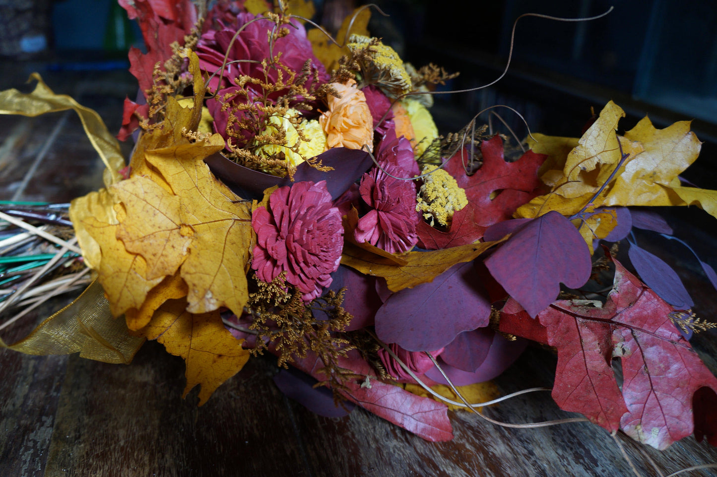 Harvest Gold Fall Wood Flower Bouquet