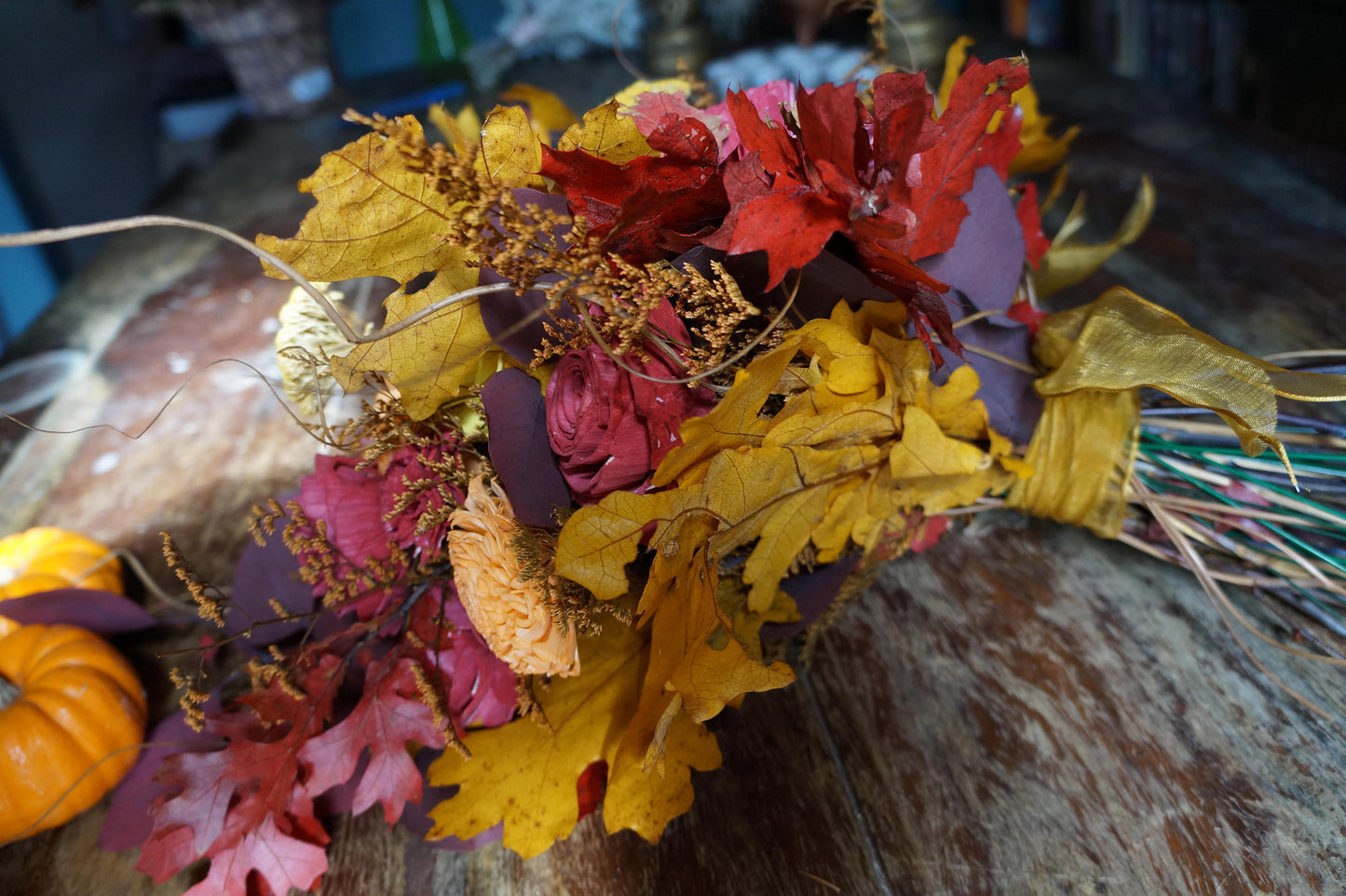 Harvest Gold Fall Wood Flower Bouquet