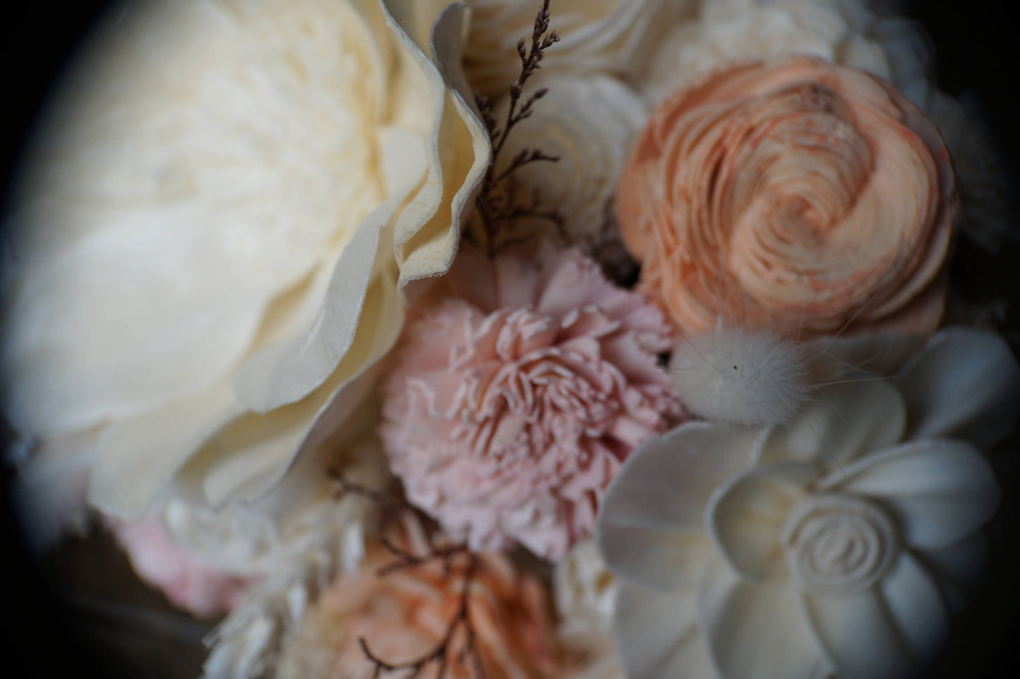 Peaches N Creme Wood Flower Bouquet, Keepsake Wood Flower Wedding Bouquet, Bridal Bouquet