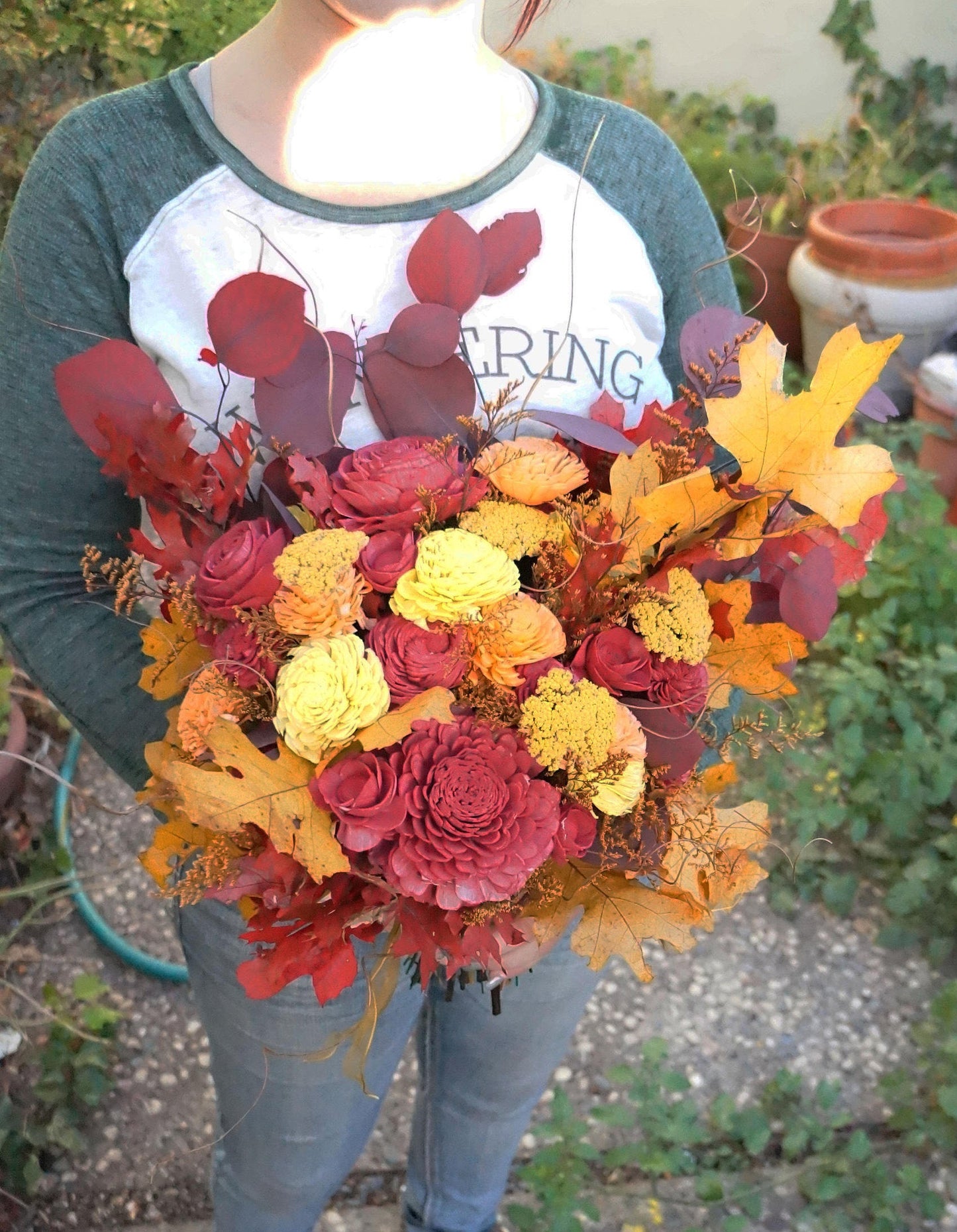 Harvest Gold Fall Wood Flower Bouquet