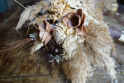 Tan and Chocolate Sola Flower Bouquet // "Vanilla Latte" Wood Flower Bouquet, Keepsake Wood Flower Wedding Bouquet, Bridal Bouquet