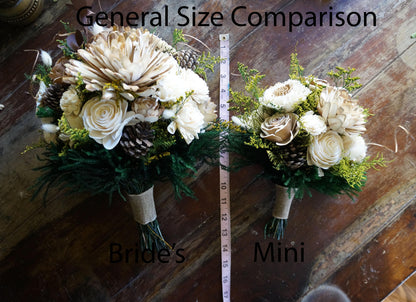 Tan and Chocolate Sola Flower Bouquet // "Vanilla Latte" Wood Flower Bouquet, Keepsake Wood Flower Wedding Bouquet, Bridal Bouquet