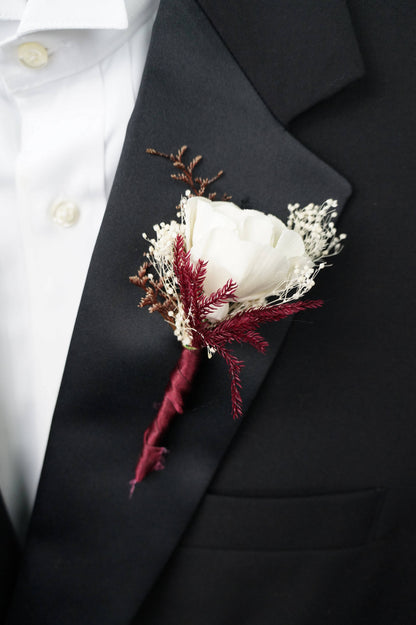 Red Velvet Cake Sola Flower Boutonniere