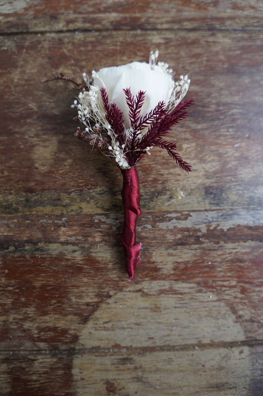 Red Velvet Cake Sola Flower Boutonniere