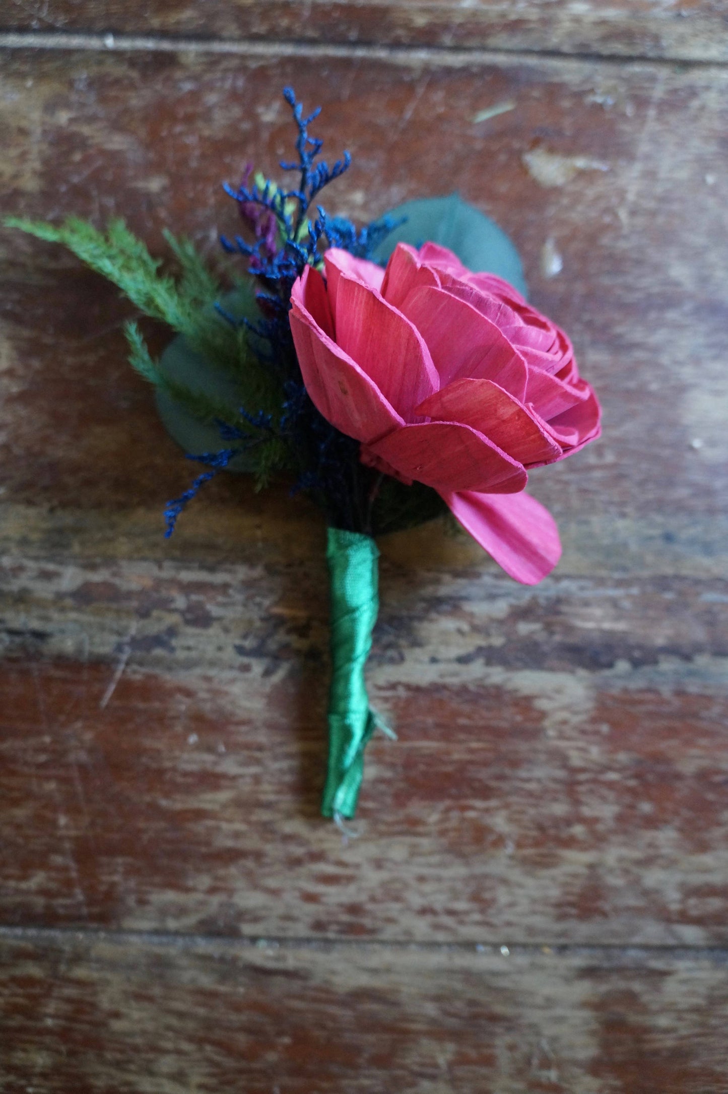Bejewelled Wood Flower Boutonniere