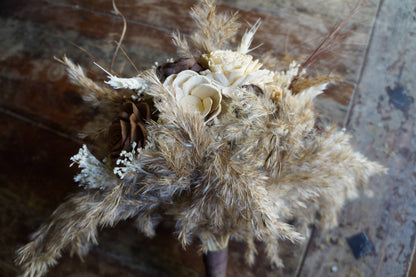 Tan and Chocolate Sola Flower Bouquet // "Vanilla Latte" Wood Flower Bouquet, Keepsake Wood Flower Wedding Bouquet, Bridal Bouquet