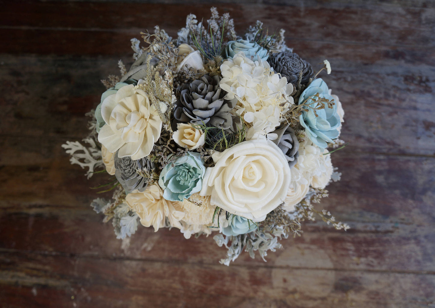 Something Blue Wood Flower Bouquet