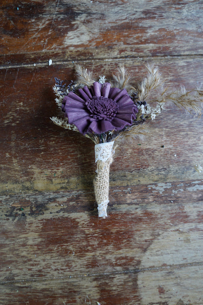Sugar Plum Sola Flower Boutonniere