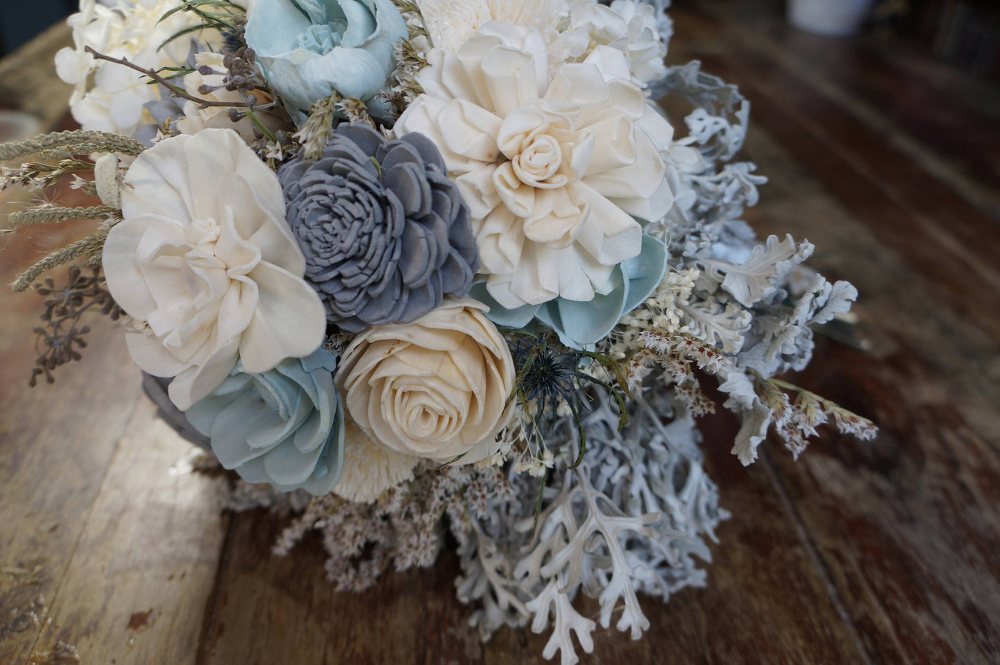 Something Blue Wood Flower Bouquet