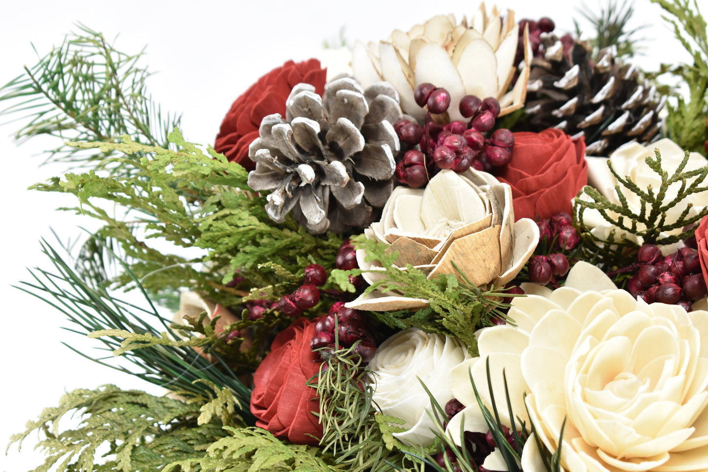 Winter Cottage Christmas Wood Flower Bouquet