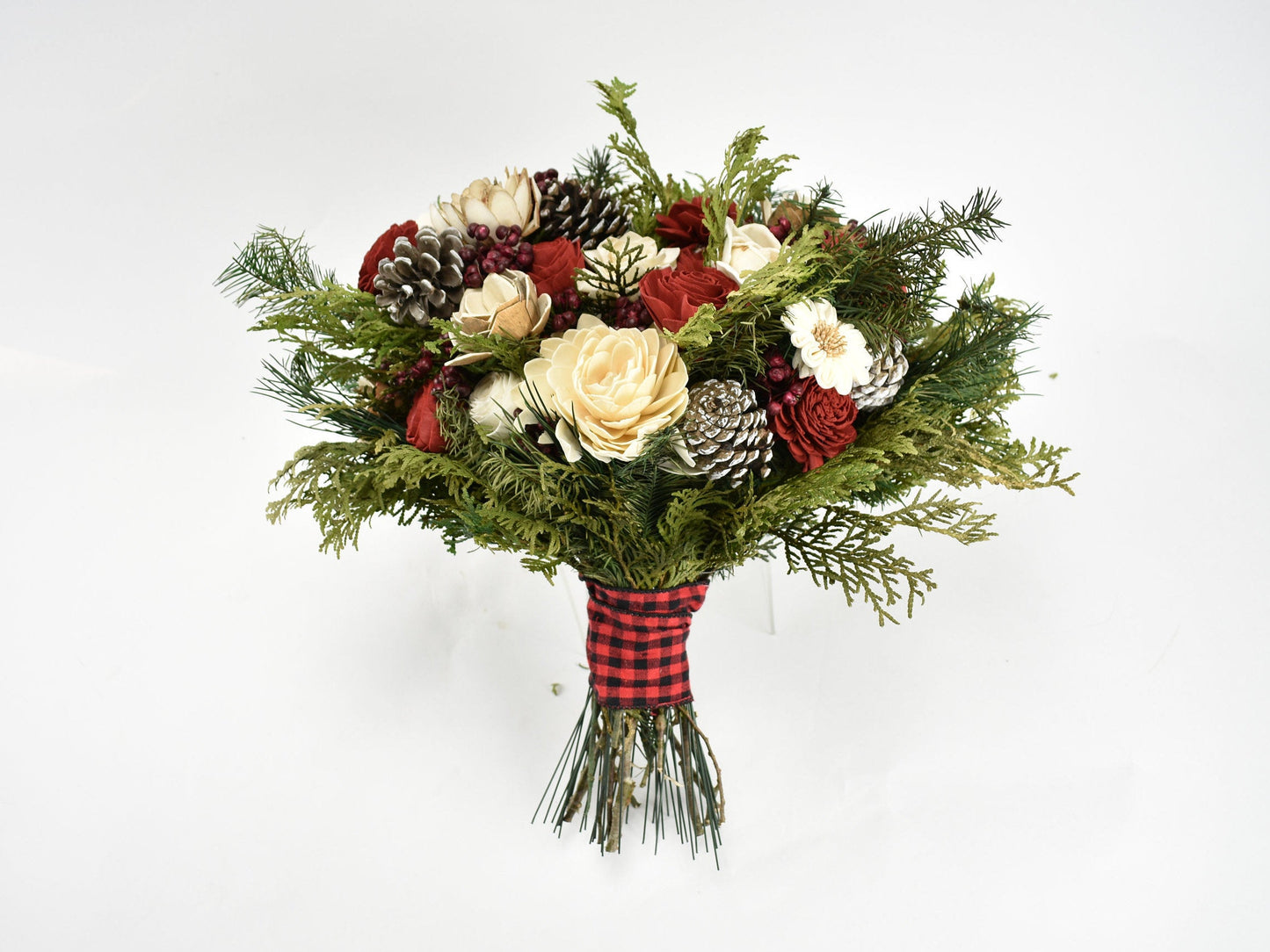 Winter Cottage Christmas Wood Flower Bouquet