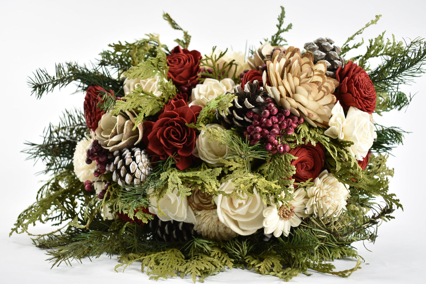 Winter Cottage Christmas Wood Flower Bouquet