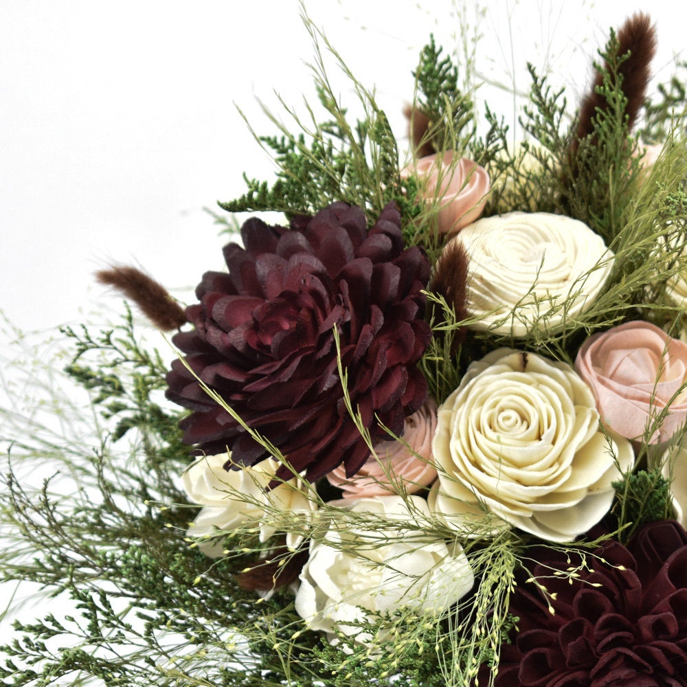 Marsala Wine Wood Flower Bouquet