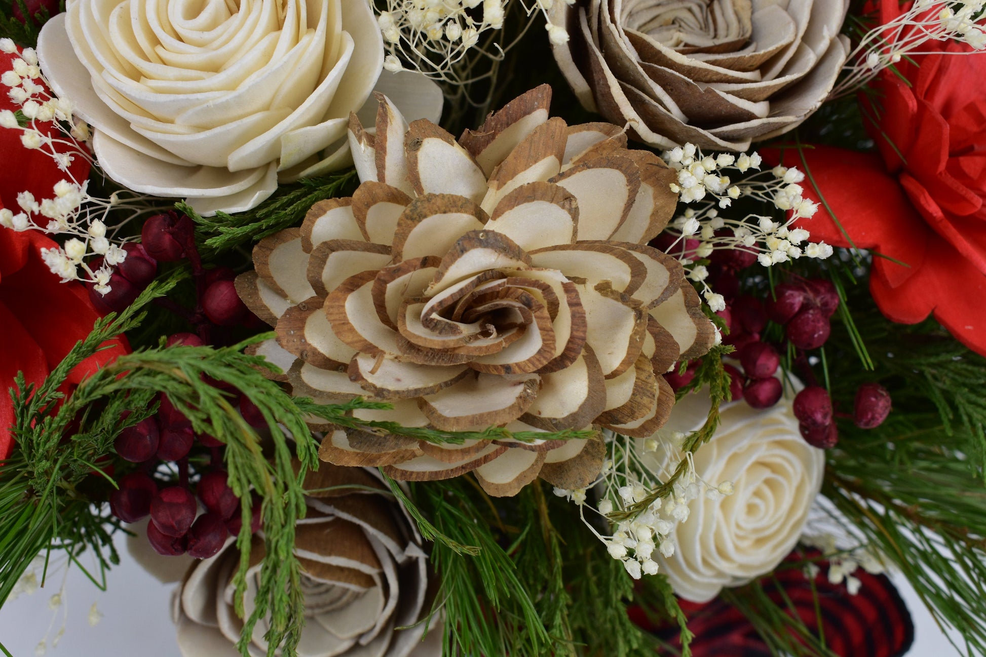 Christmas Floral Arrangement, Rustic Tin Arrangement, Christmas