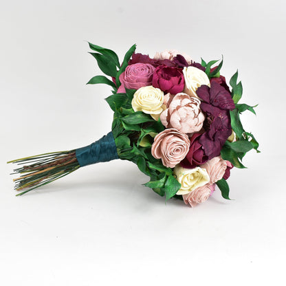 Perfectly Peony Wood Flower Bouquet Collection