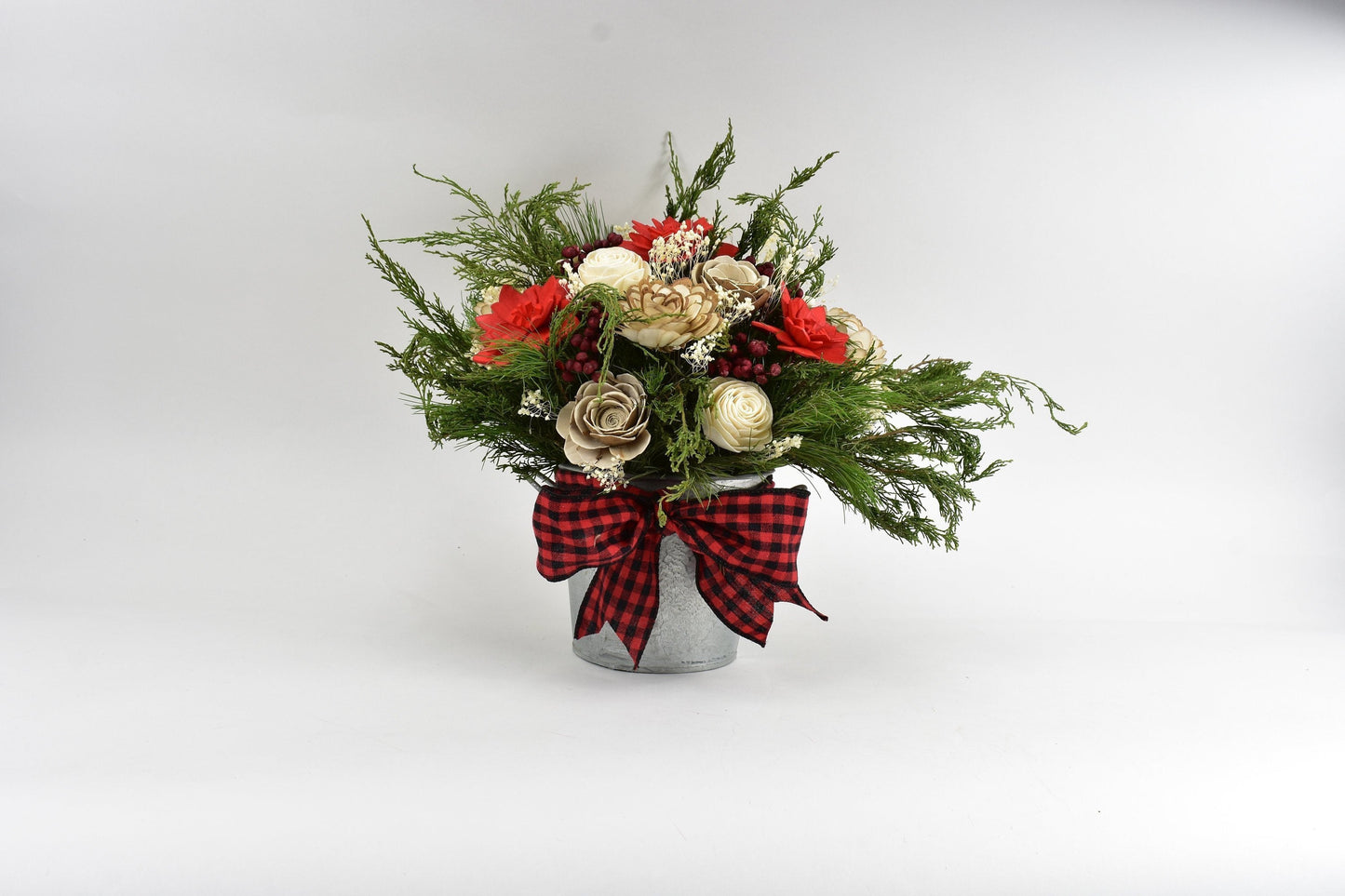 Christmas Floral Arrangement, Rustic Tin Arrangement, Christmas Sola Flowers, Christmas Decor, Christmas Gift, Christmas Arrangement