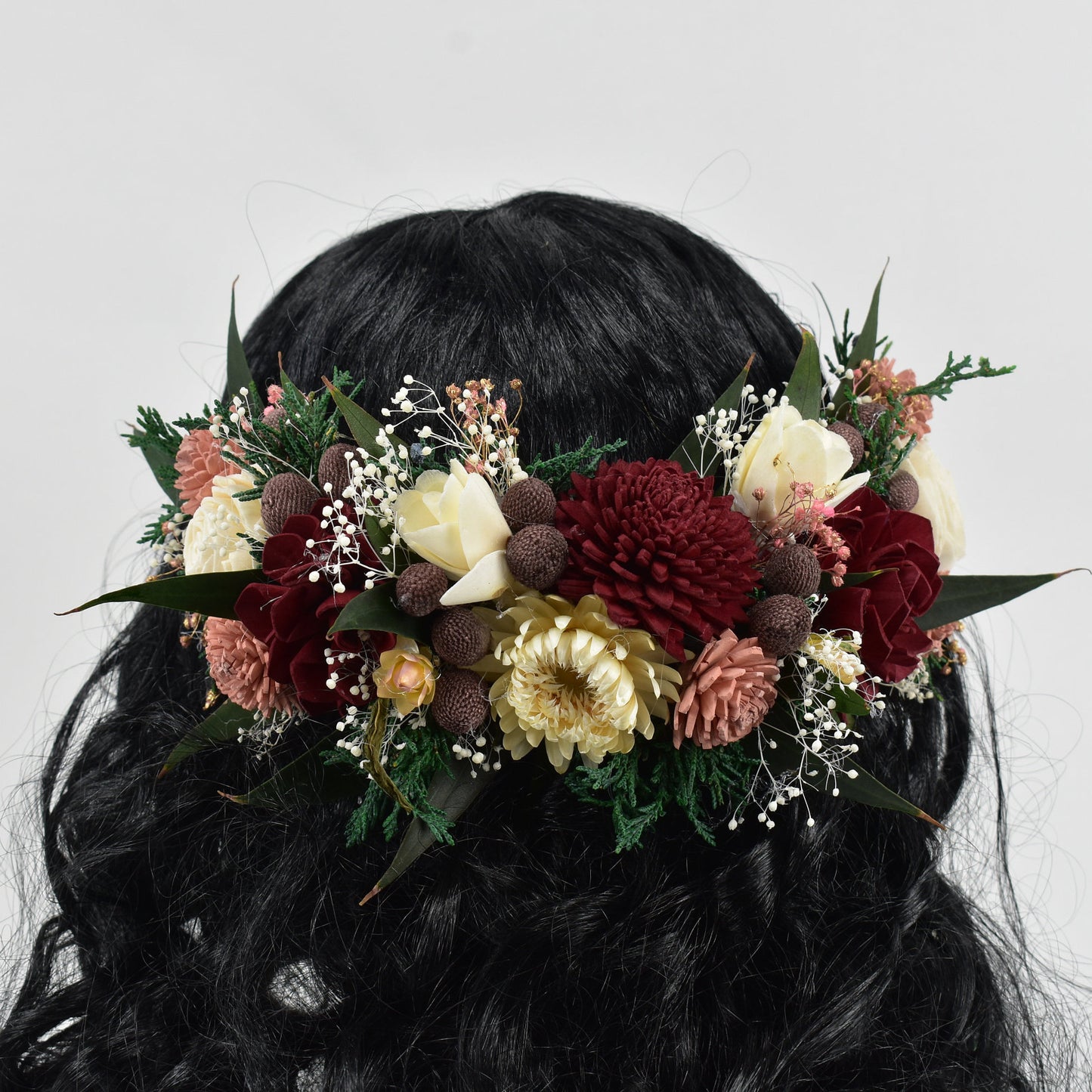 Blushing Beauty Bridal Wood Flower Hair Crown