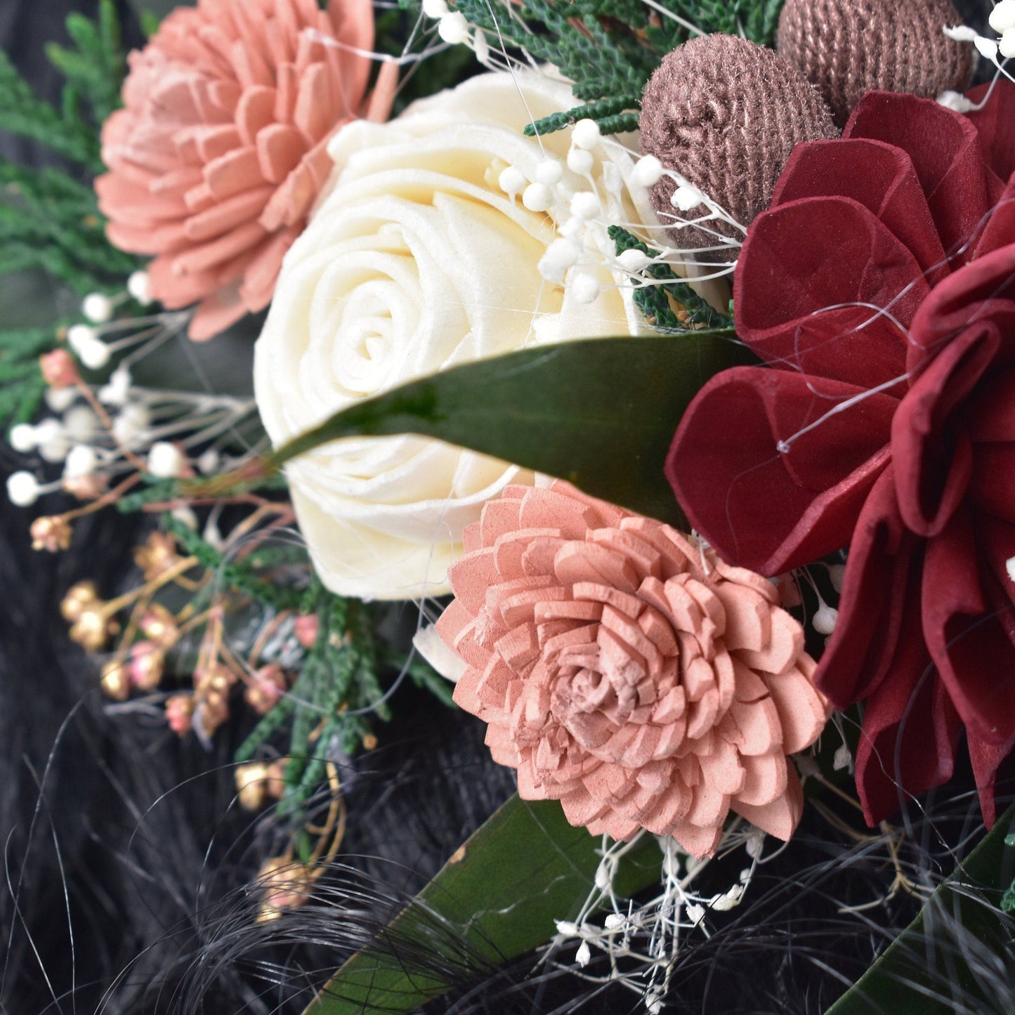 Blushing Beauty Bridal Wood Flower Hair Crown