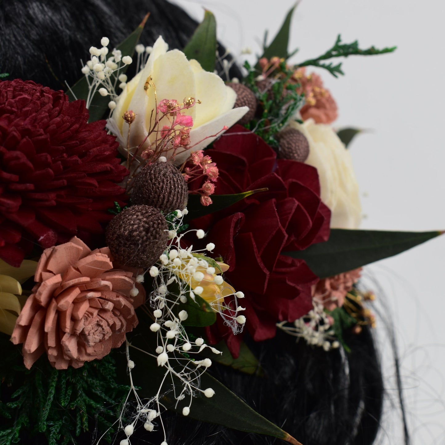 Blushing Beauty Bridal Wood Flower Hair Crown