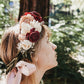 Burgundy Blush Wood Flower Bridal Hair Crown