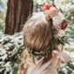 Burgundy Blush Wood Flower Bridal Hair Crown