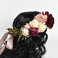 Burgundy Blush Wood Flower Bridal Hair Crown