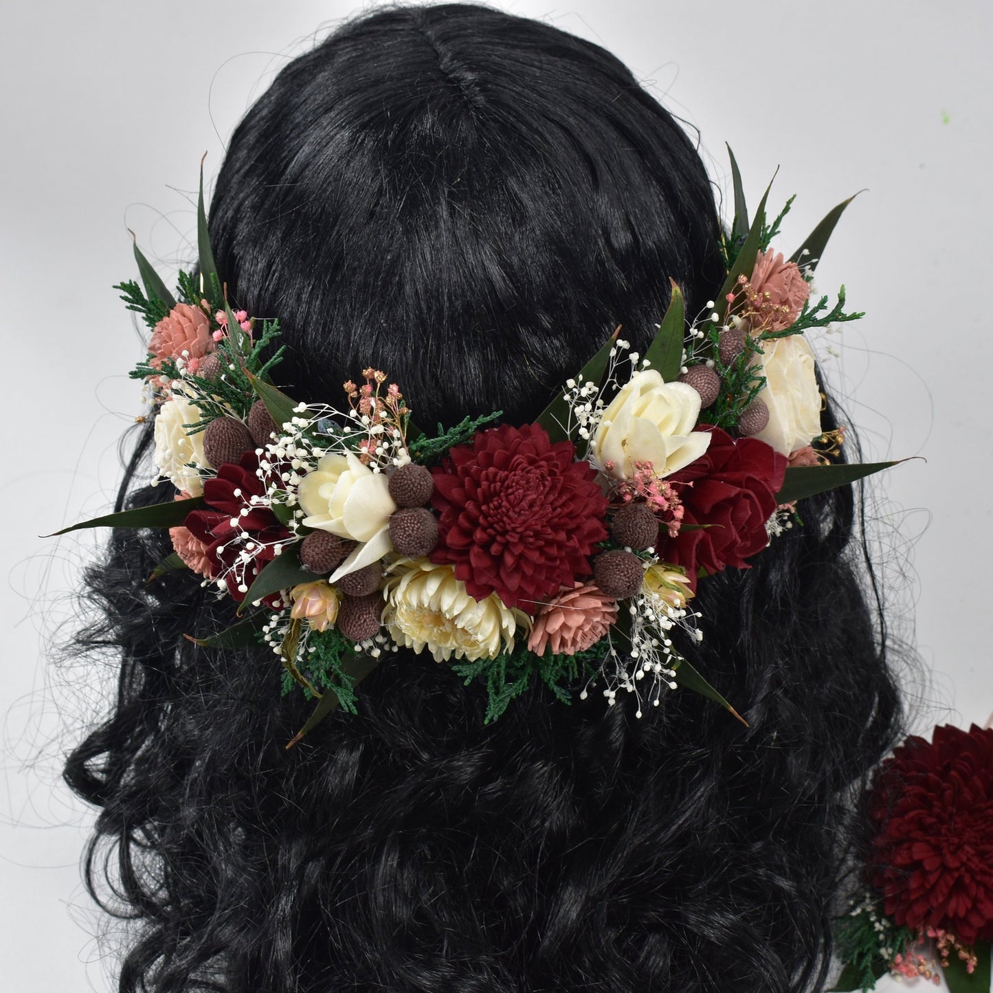 Blushing Beauty Bridal Wood Flower Hair Crown