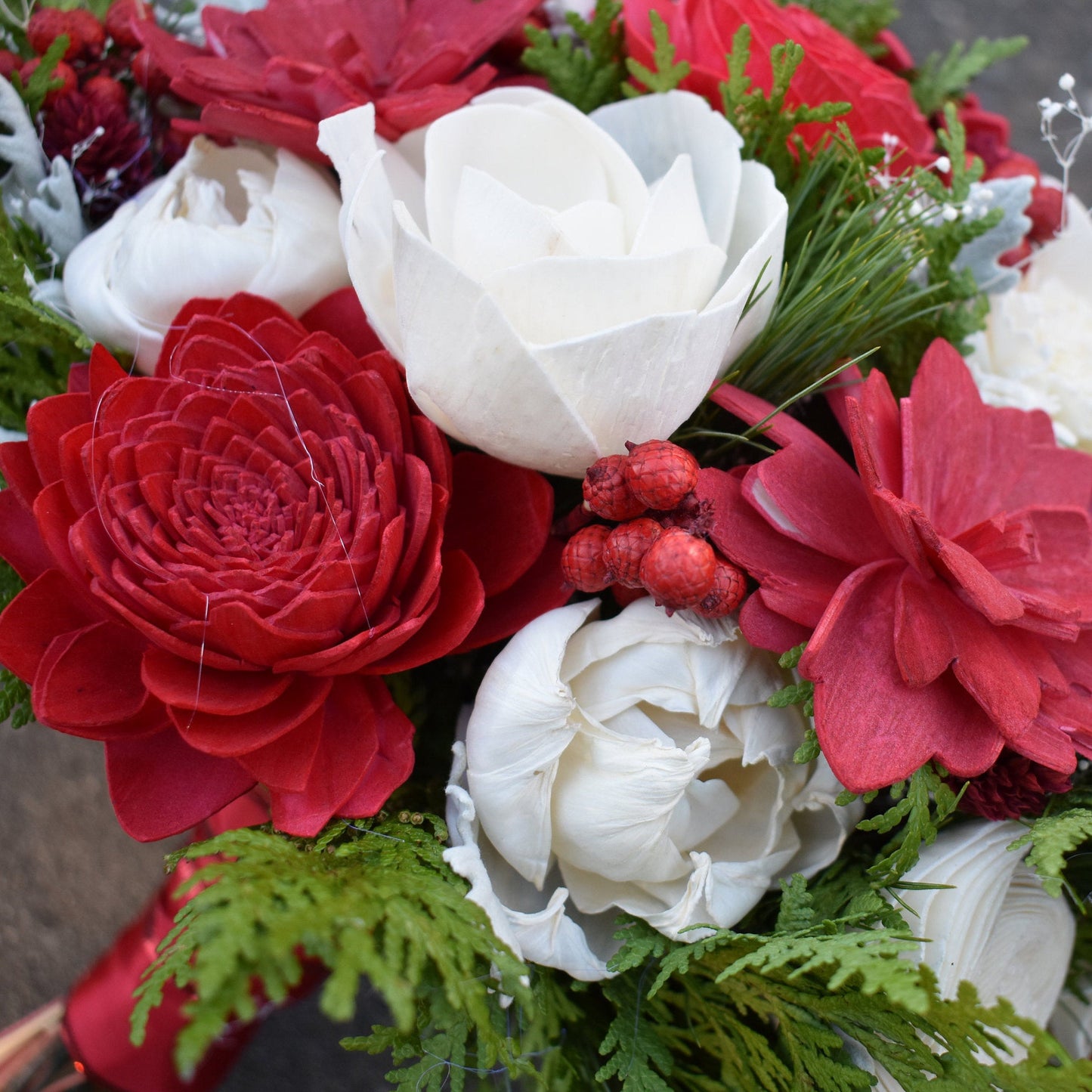 Classic Christmas Winter Wood Flower Bouquet