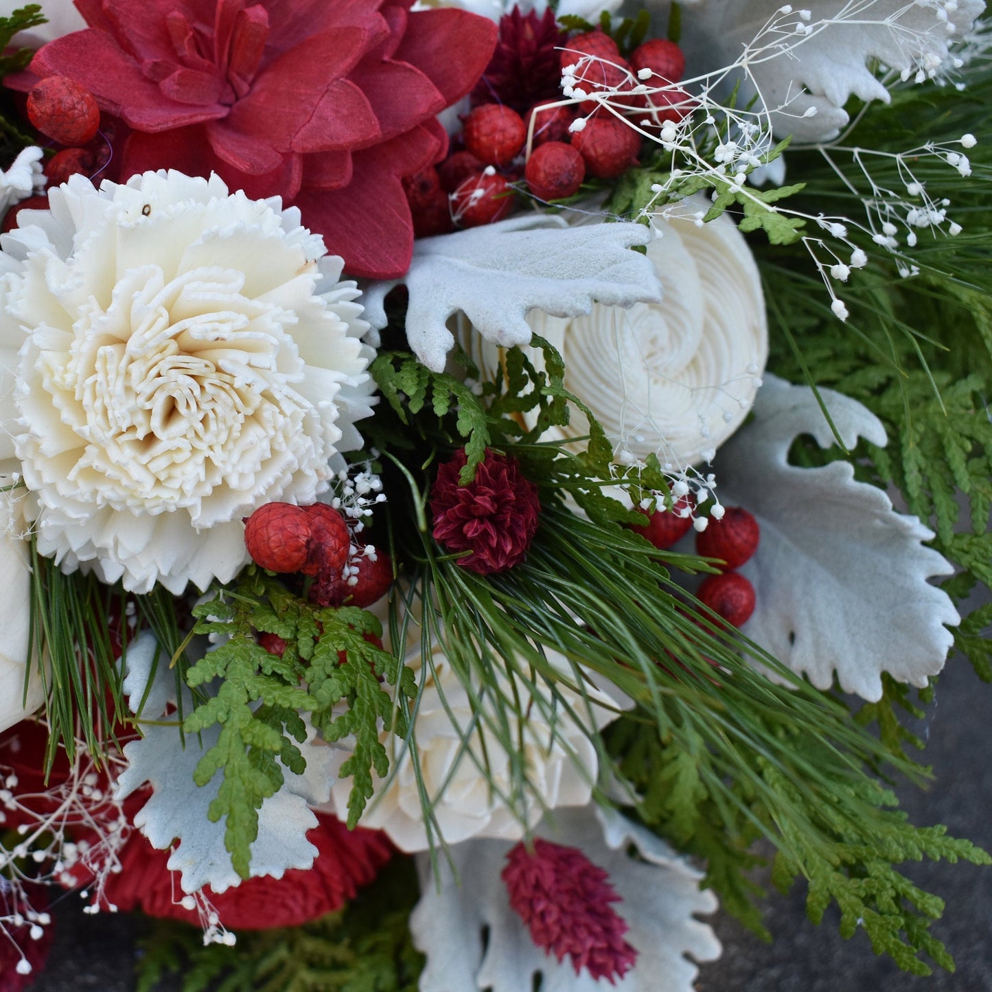 Classic Christmas Winter Wood Flower Bouquet