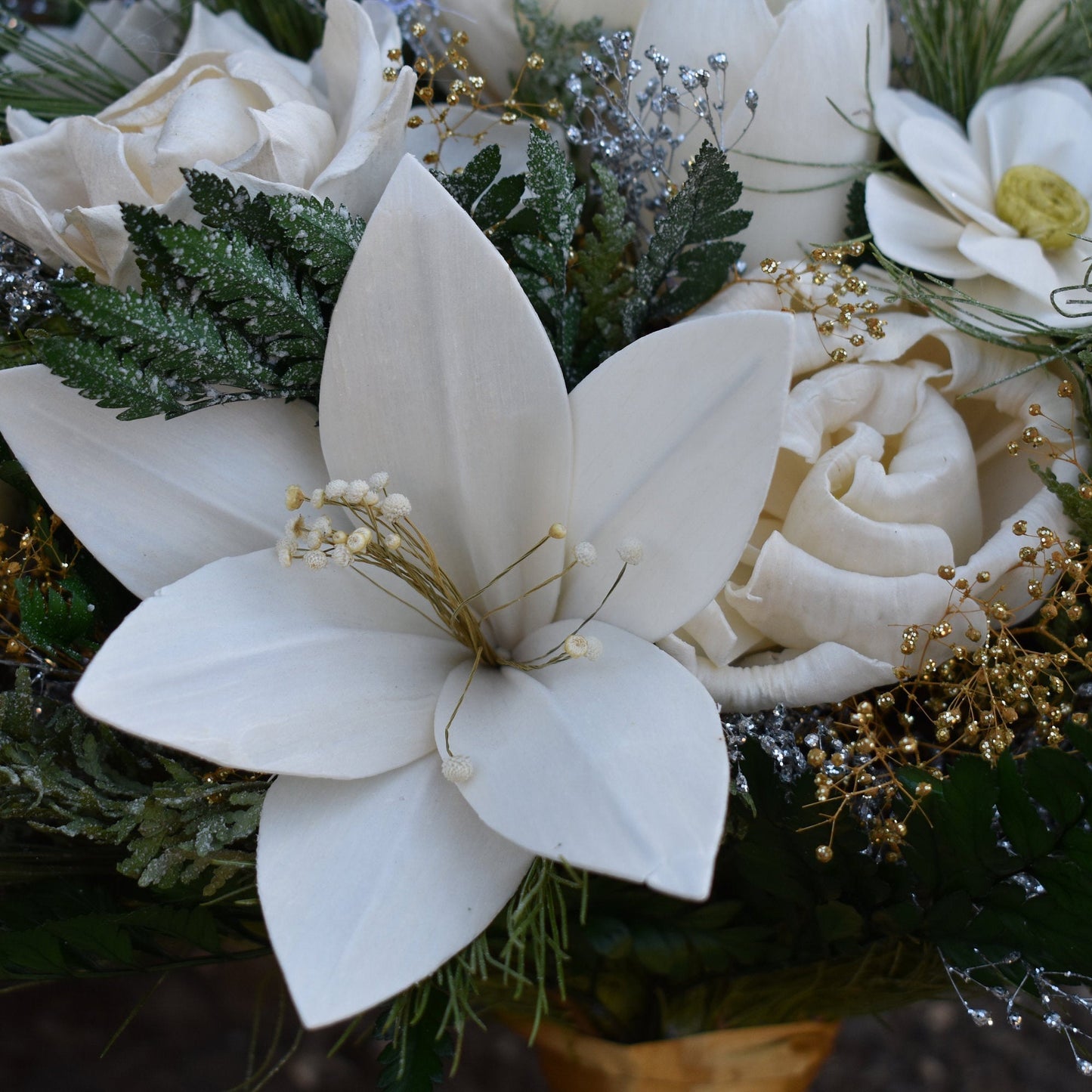 Winter Wonderland Christmas Wood Flower Bouquet