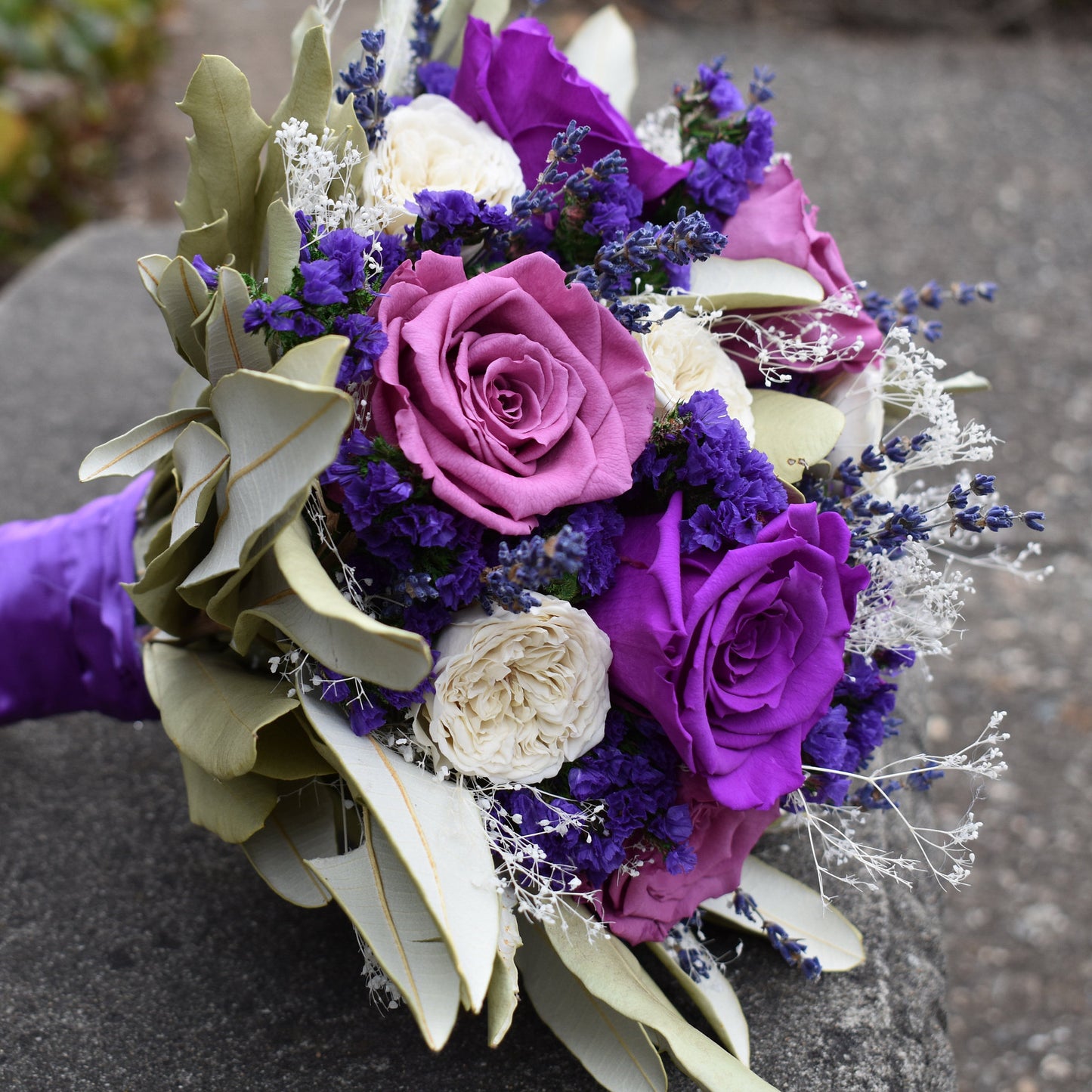 Forget Me Not Real Rose Flower Bouquet