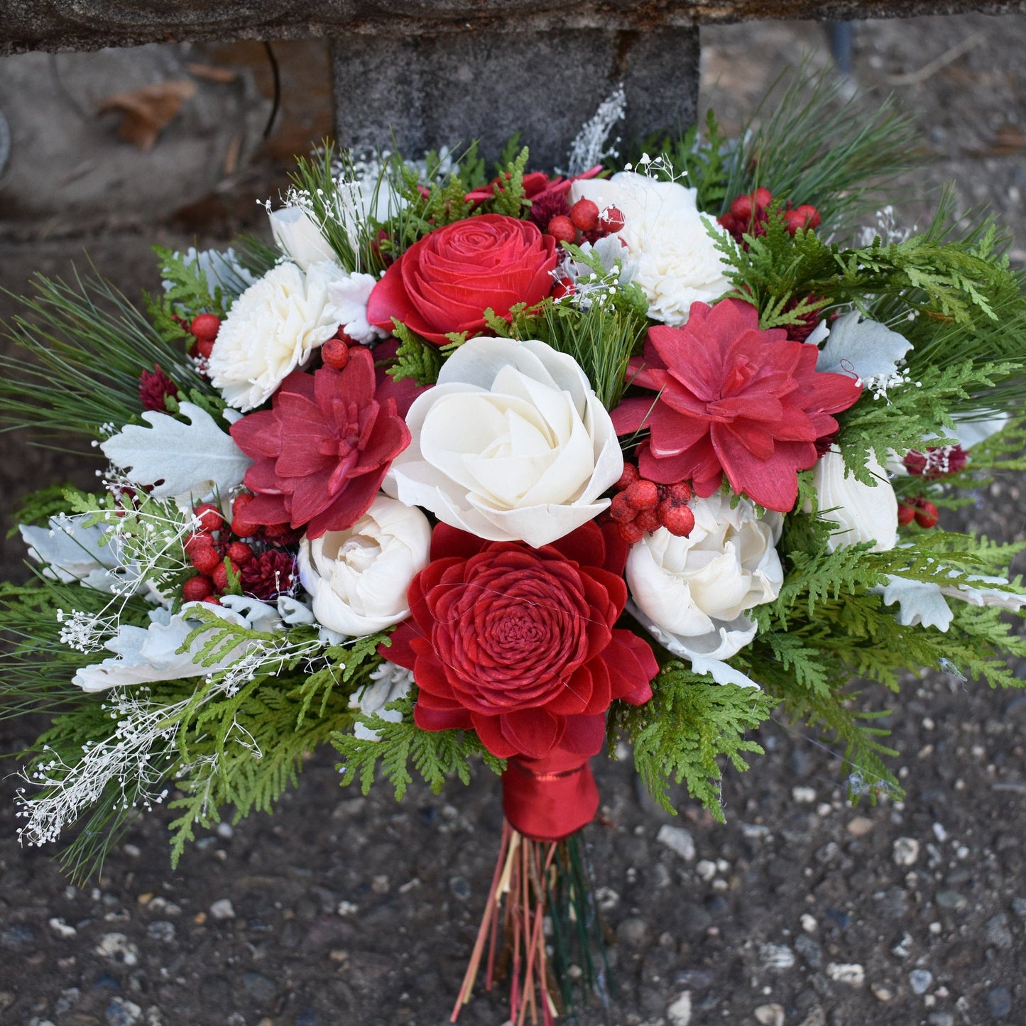 Classic Christmas Winter Wood Flower Bouquet