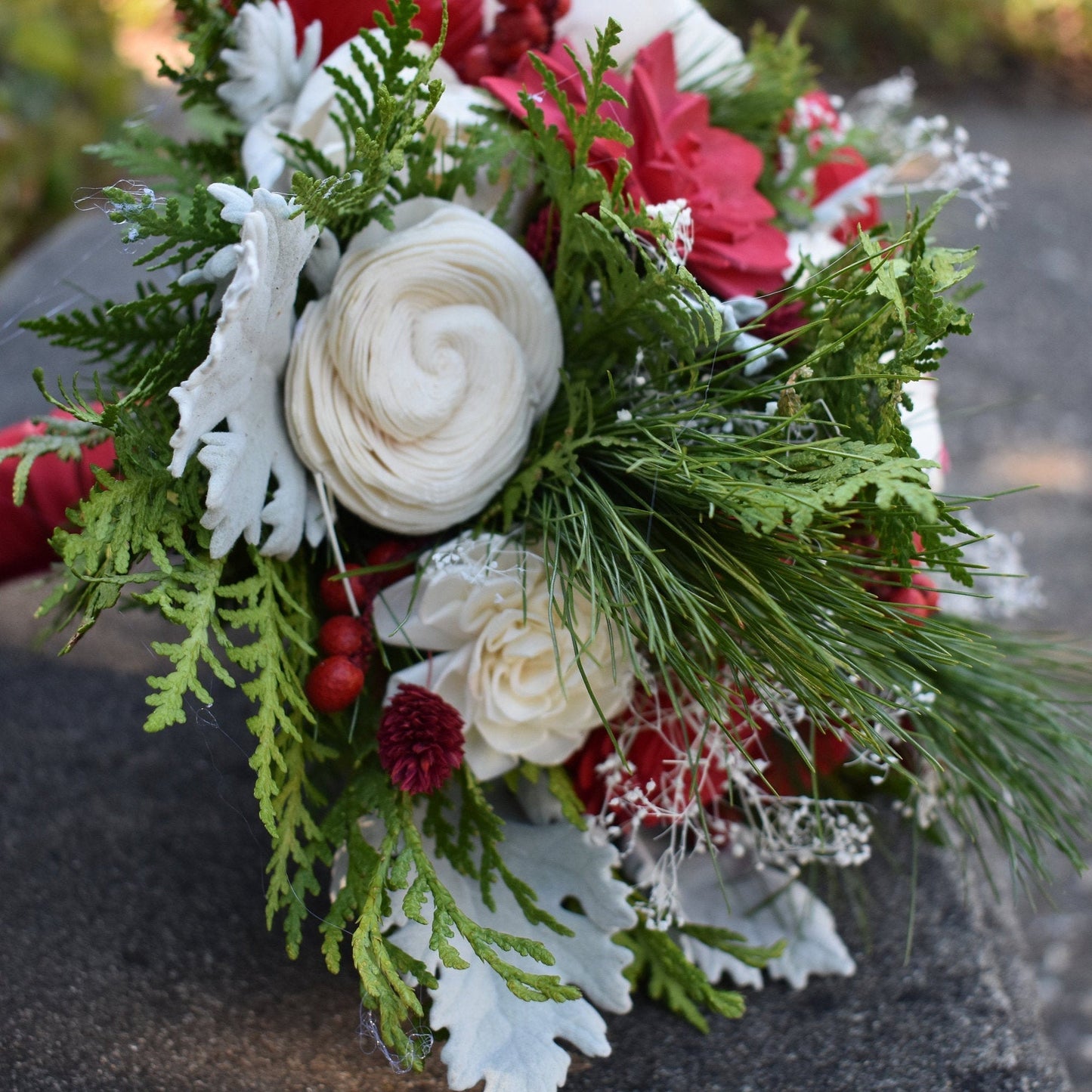 Classic Christmas Winter Wood Flower Bouquet