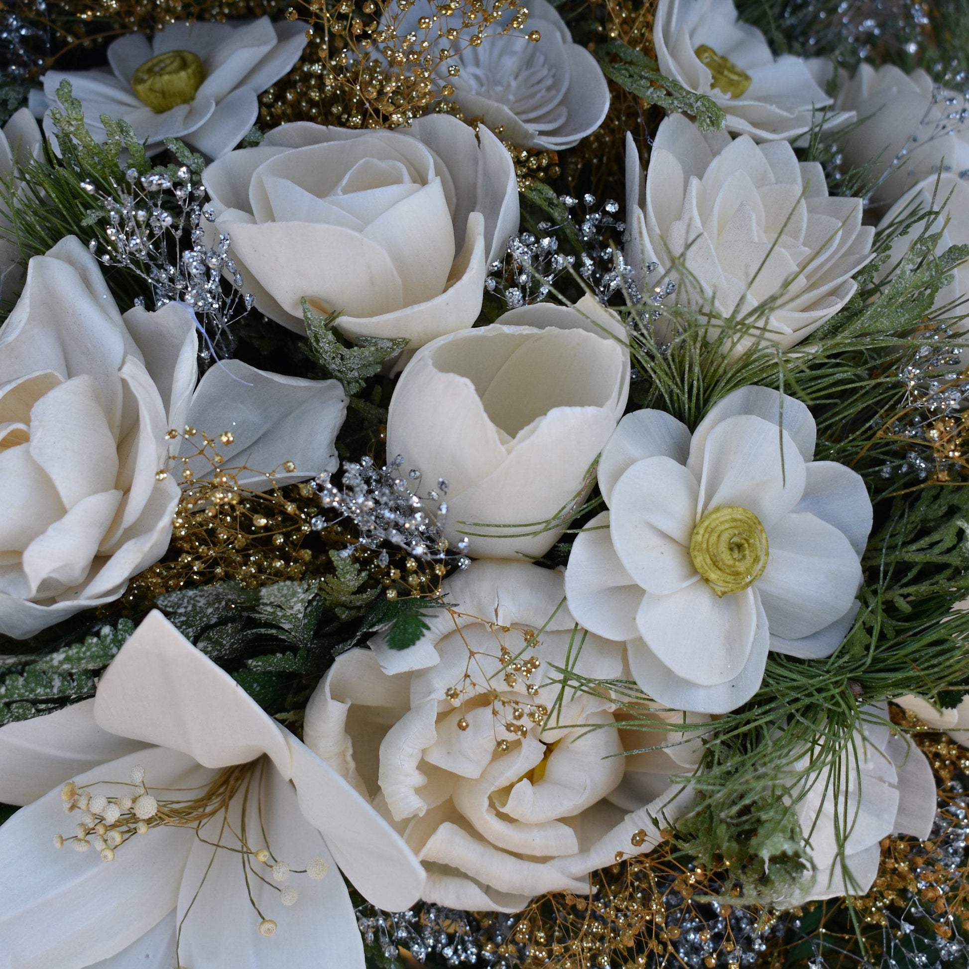Wood Flower Bouquet, Winter Wedding Bouquet, Christmas Bridal
