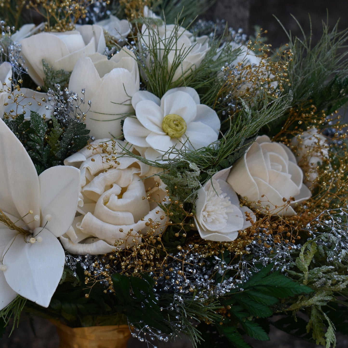 Winter Wonderland Christmas Wood Flower Bouquet