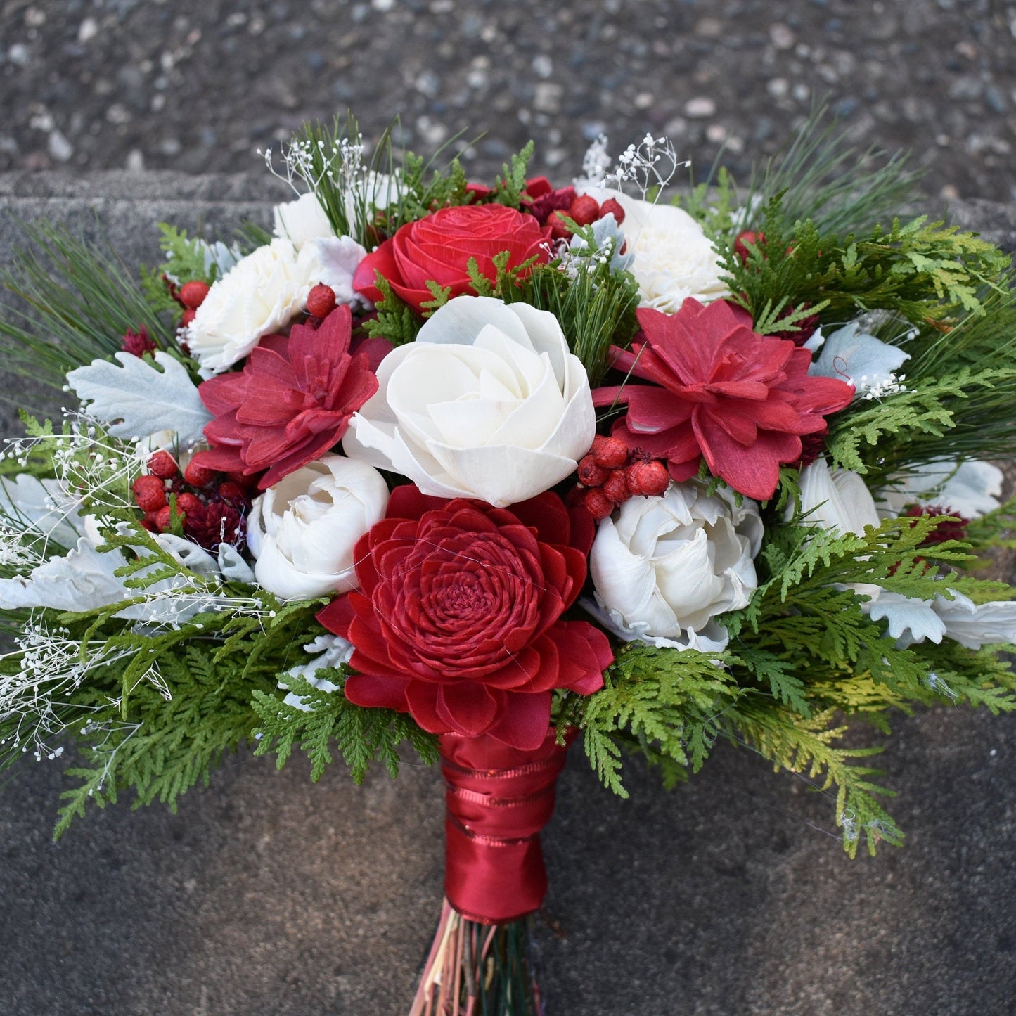 Classic Christmas Winter Wood Flower Bouquet