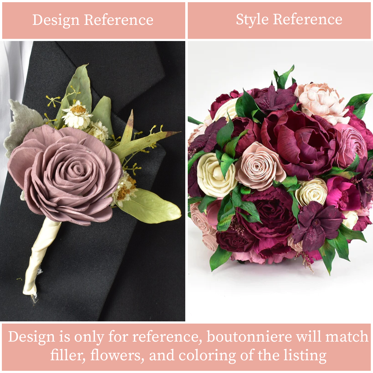 Perfectly Peony Wood Flower Bouquet Collection
