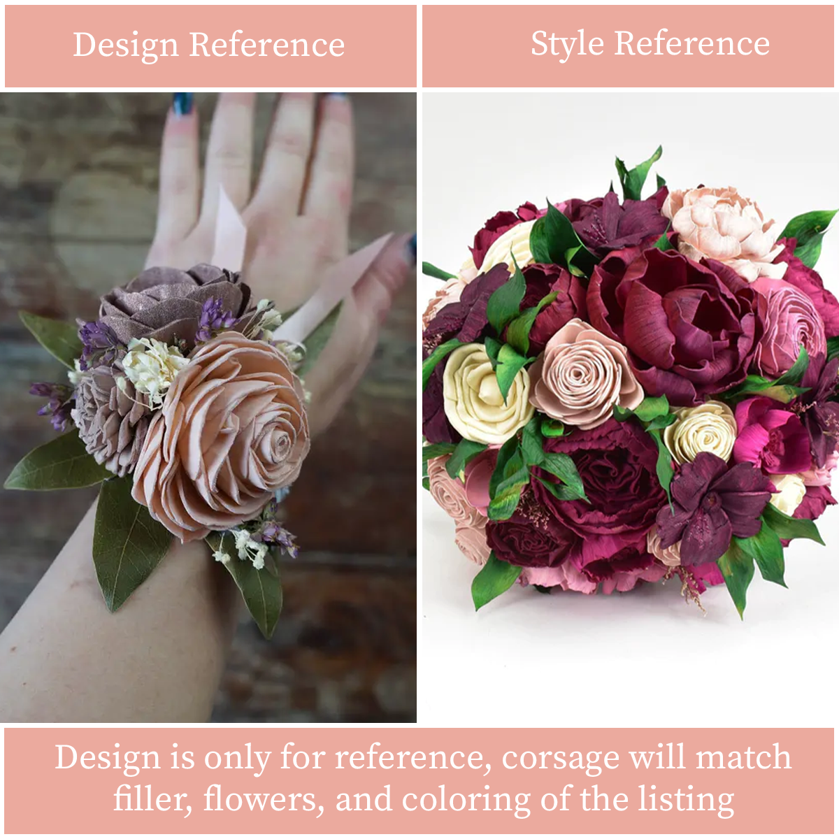 Perfectly Peony Wood Flower Bouquet Collection