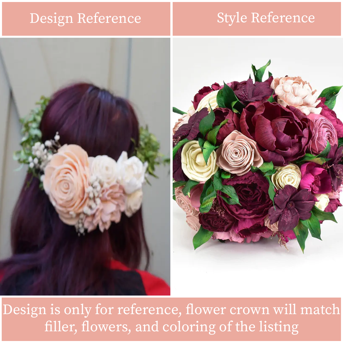 Perfectly Peony Wood Flower Bouquet Collection