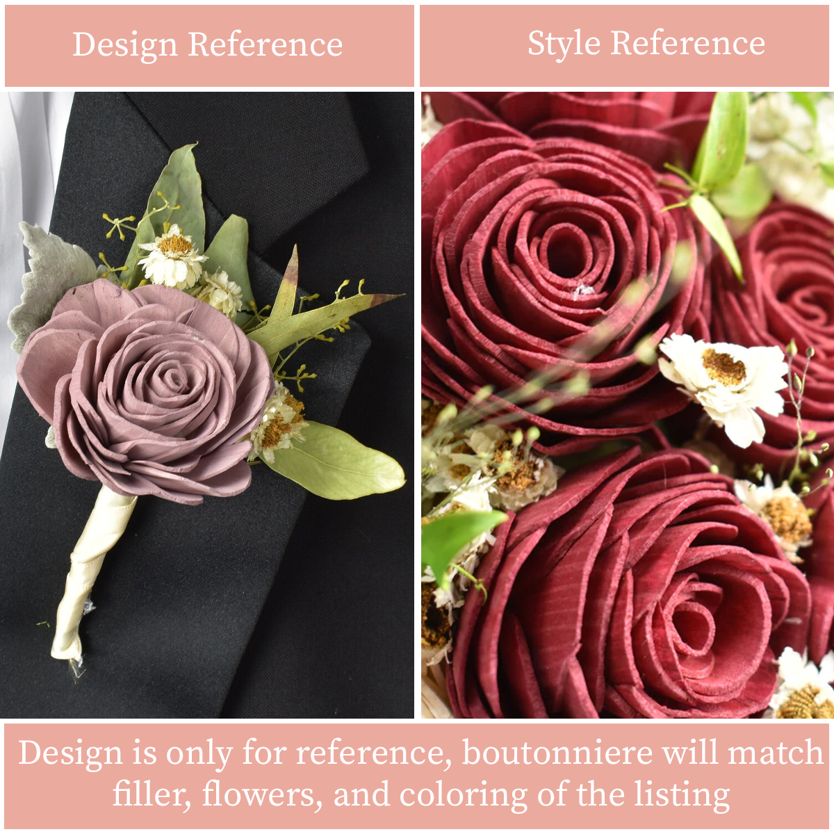 Rustic Rose Wood Flower Bouquet Collection