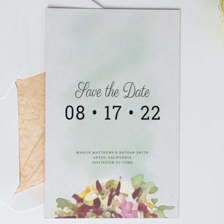 Printable Save The Date Card - Floral Watercolor