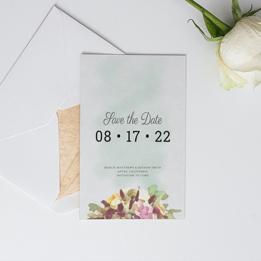 Printable Save The Date Card - Floral Watercolor