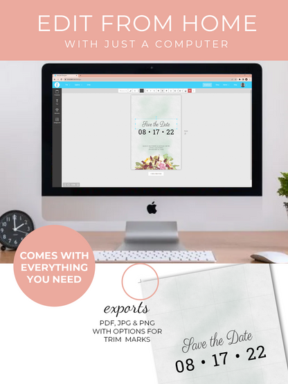 Printable Save The Date Card - Black & White